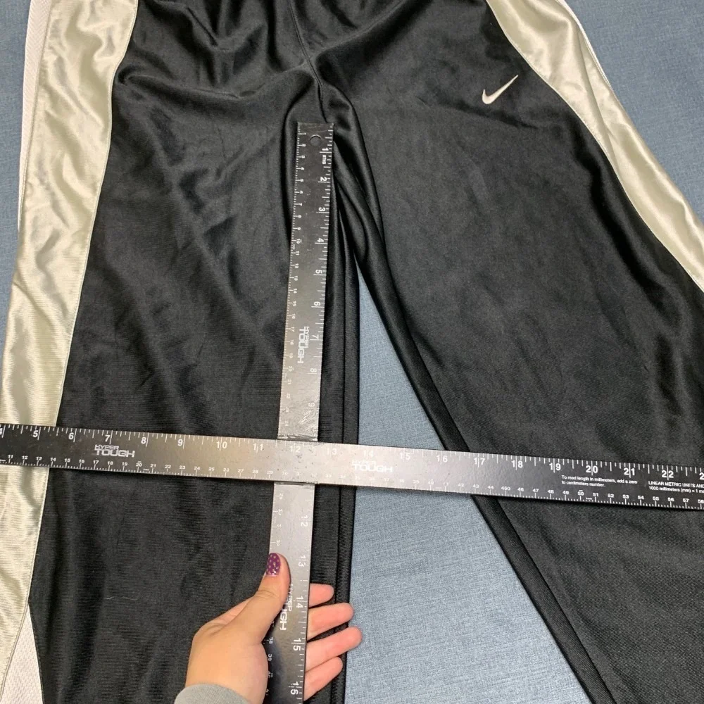 Vintage Nike Track Pants Boys L 14-16 Black Embroidered Swoosh Logo Ankle Zip